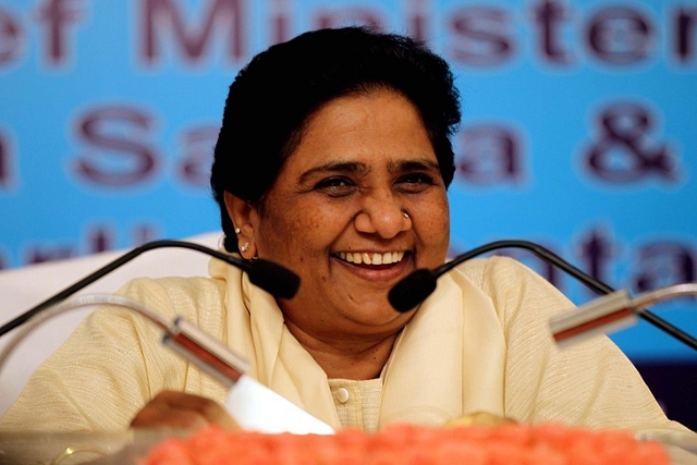 Bahujan Samaj Party leader Mayawati addresses a press conference in New Delhi. (Ajay Aggarwal/ Hindustan Times via GettyImages)&nbsp;