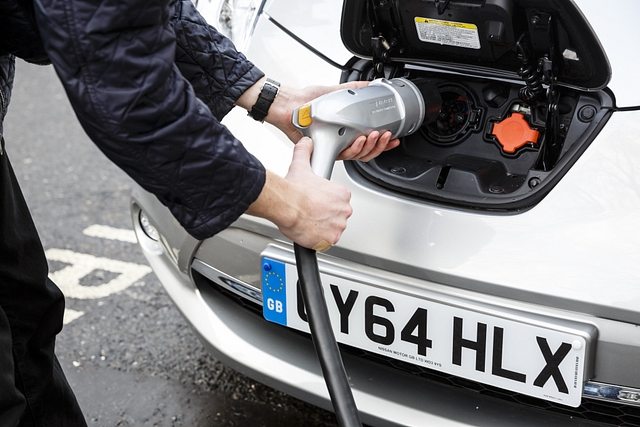 An electric car being charged