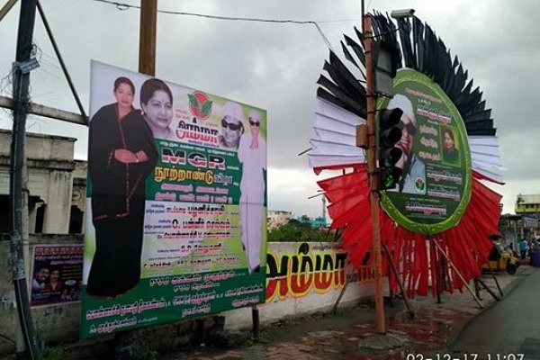 Cut-outs of J Jayalalithaa and MG Ramachandran (Picture Credits-Facebook)