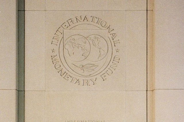 Logo of IMF (Photo by Alex Wong/Newsmakers)