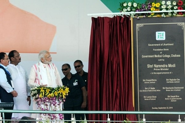 Prime Minister Narendra Modi during launch of Ayushman Bharat Pradhan Mantri Jan Aarogya Yojana, deemed as the world’s largest government-funded healthcare programme.  (Photo by Parwaz Khan/Hindustan Times via Getty Images)