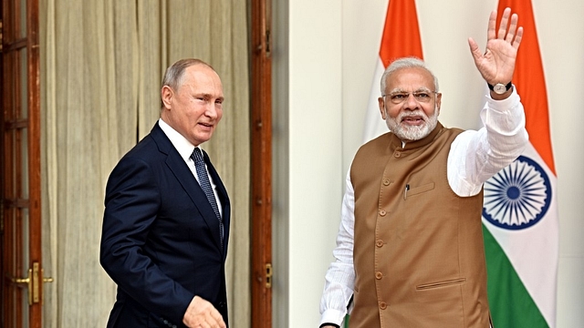  Prime Minister Narendra Modi with Russian President Vladimir Putin (Photo by Sonu Mehta/Hindustan Times via Getty Images)