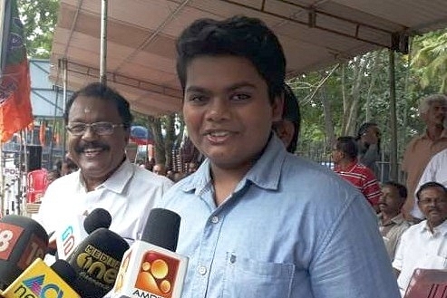 Immanuel Milan, grandson of veteran CPM leader M M Lawrence. (pic via Twitter)