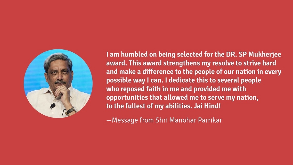 Dr S P Mukherjee award was conferred on Shri Manohar Parrikar