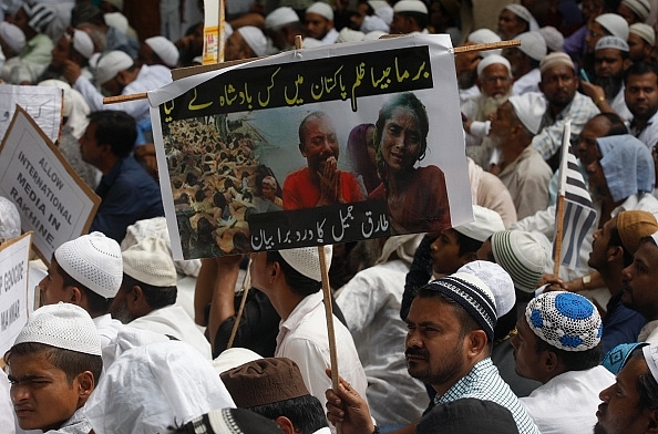A Rohingya rally in New Delhi. 
