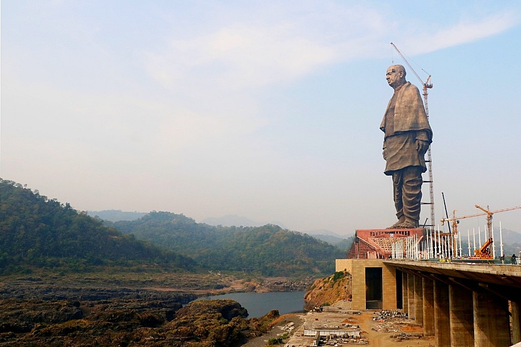 The site of the Statue of Unity near Sardar Sarovar Dam on October 18, 2018 in Kevadiya, India. (Siddharaj Solanki/Hindustan Times via Getty Images)&nbsp;