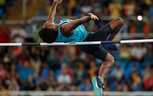 India’s Paralympic gold medallist Mariyappan Thangavelu in action (@Rio2016_en/Twitter)