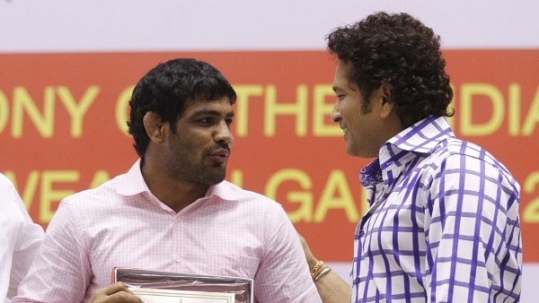 Delhi-born Wrestler Sushil Kumar during the felicitation programme for the Indian contingent for the Commonwealth Games in 2014. (Virendra Singh Gosain/Hindustan Times via Getty Images) (Representative image)