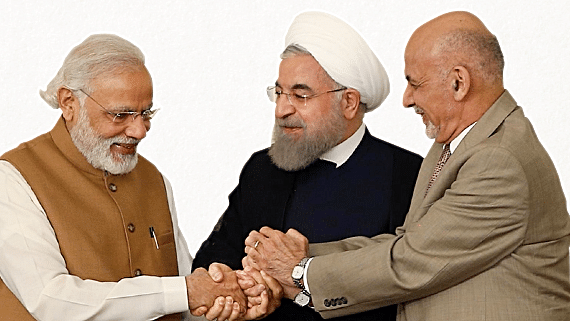 Modi with leaders from Iran and Afghanistan.