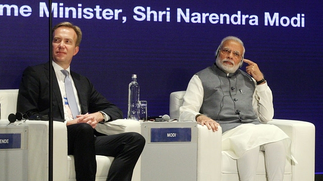 PM Modi with the President of World Economic Forum. (Qamar Sibtain/India Today Group/Getty Images)