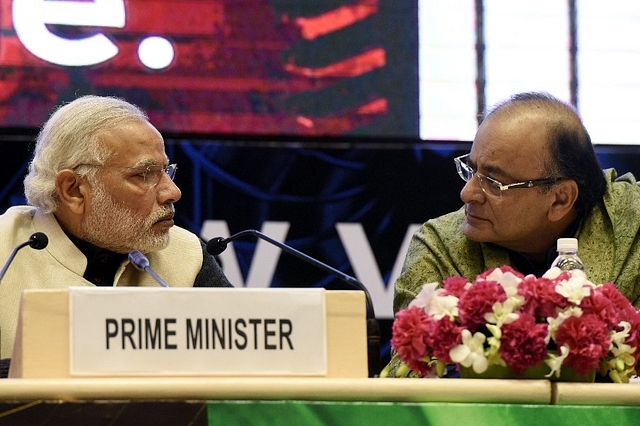 Prime Minister Narendra Modi and  Finance Minister Arun Jaitley. (Mohd Zakir/Hindustan Times via Getty Images)