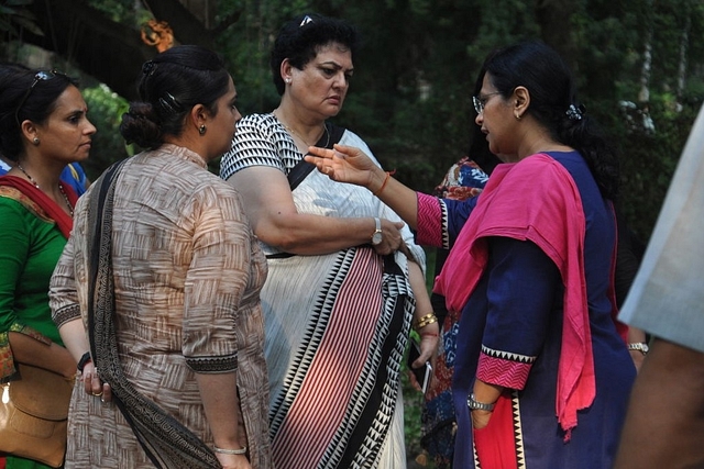 Rekha Sharma, Chairperson, National Commission for Women investigating at BHU campus.(Rajesh Kumar/Hindustan Times via Getty Images)