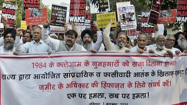 Protest demanding action in 1984 riots case (Sushil Kumar/Hindustan Times via Getty Images)