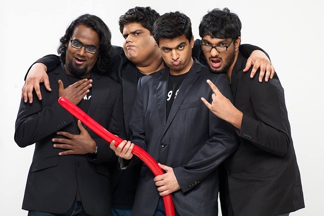 Tanmay Bhat (C-L) and Gursimran Khamba (R) with other members of the AIB team. (via Facebook)