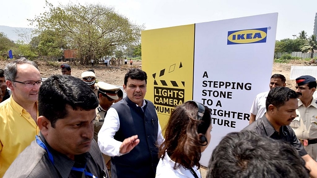 Maharashtra CM at the groundbreaking ceremony of IKEA Navi Mumbai. (Bachchan Kumar/Hindustan Times via Getty Images)