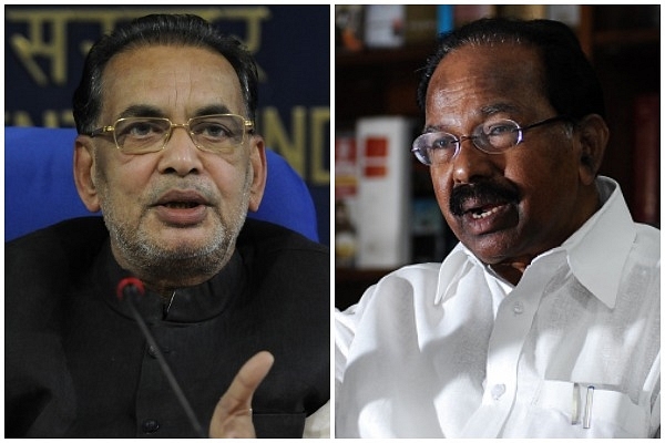 Union Agriculture Minister Radha Mohan Singh (Vipin Kumar/Hindustan Times via Getty Images)/Congress leader Veerappa Moily (Pradeep Gaur/Mint via Getty Images)