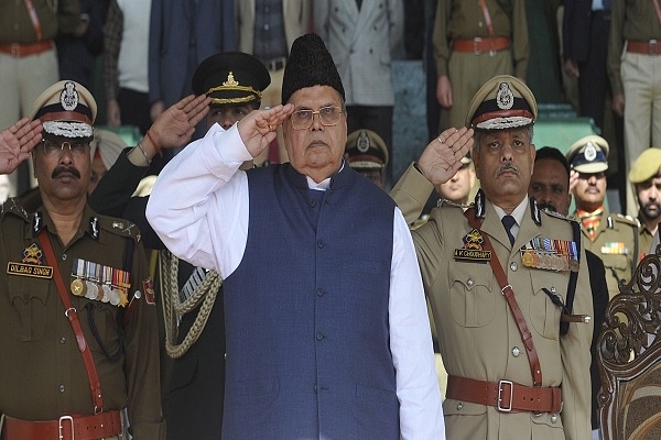 Governor Satya Pal Malik at a Police ceremony in Srinagar. (Photo by Waseem Andrabi/Hindustan Times via Getty Images)