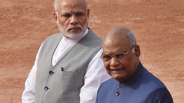 Prime Minister Narendra Modi along with President Ram Nath Kovind await Vietnamese President Tran Dai Quang in New Delhi. (Raj K Raj/Hindustan Times via Getty Images)&nbsp;