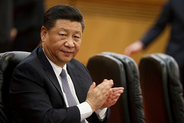 Chinese President Xi Jinping at an official ceremony in Beijing. (Photo by Thomas Peter-Pool/Getty Images)