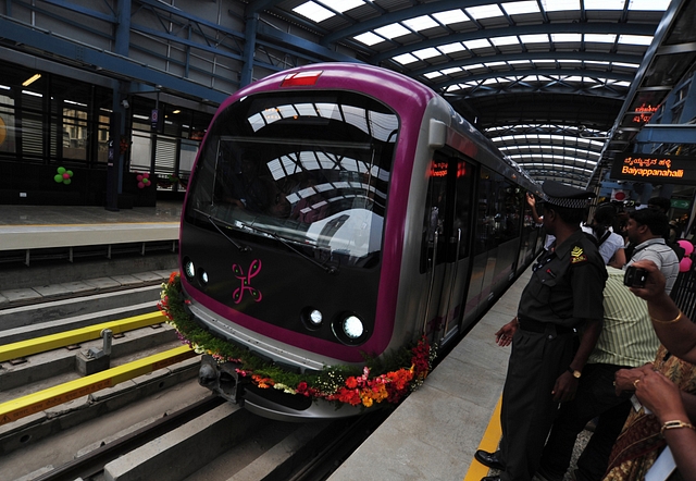 Namma Metro from Mahatma Gandhi Road to Byappanahalli in Bangalore on 20 October 2011 in Bengaluru (Jagdeesh MV/Hindustan Times via Getty Images)