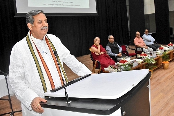 UGC Chairman Prof D P Singh addressing a gathering at Banaras Hindu University (Pic via Twitter)&nbsp;