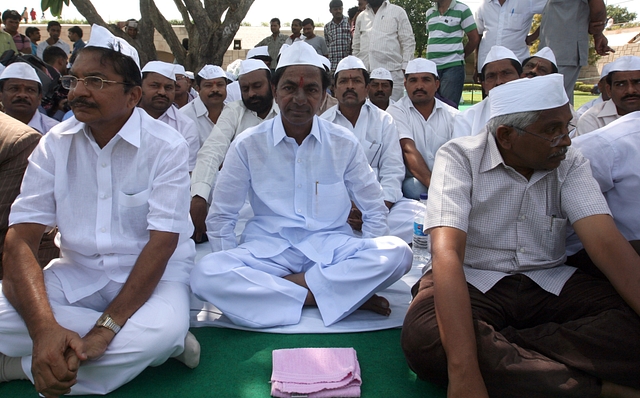 Telangana Chief Minister K Chandrashekar Rao during a protest in New Delhi. (Shekhar Yadav/India Today Group/Getty Images)