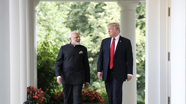 US President Donald Trump and Indian Prime Minister Narendra Modi walk from the Oval Office to deliver joint statements in the White House. (Win McNamee/Getty Images)&nbsp;