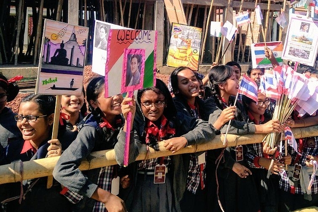 School children welcome the Thai princess (Source : @BjpBiplab/twitter)