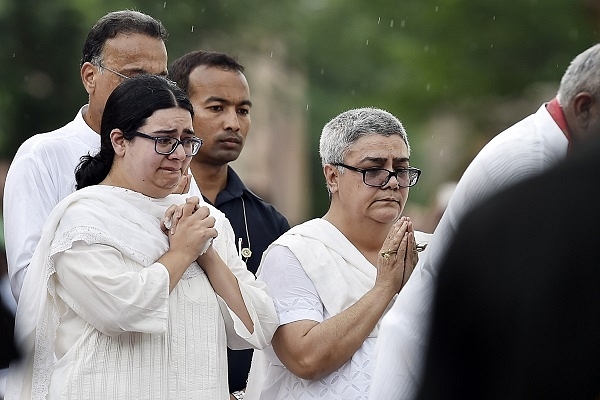 Namita Bhattacharya and Niharika Bhattacharya during Vajpayee’s last rites.