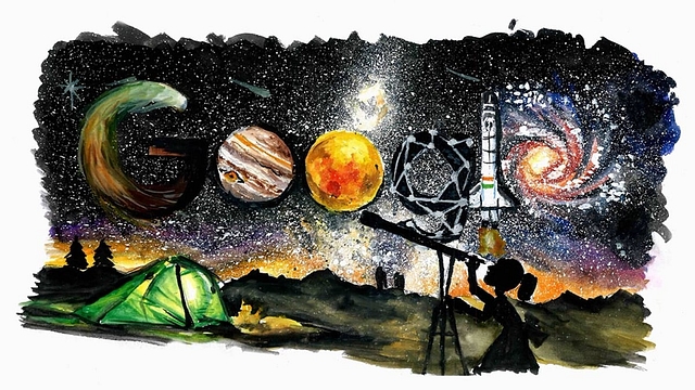 Space exploration doodle, that bagged the top prize for Doodle 4 google contest (Pic: Twitter)