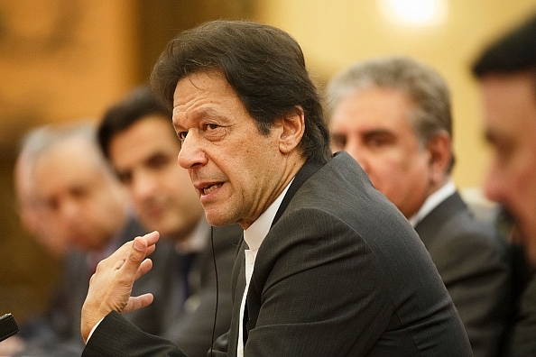 Imran Khan during talks with Chinese President Xi Jinping in Beijing. (Photo by Thomas Peter-Pool/Getty Images)