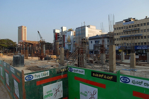 A metro rail project site (Photo by Hemant Mishra/Mint via Getty Images)