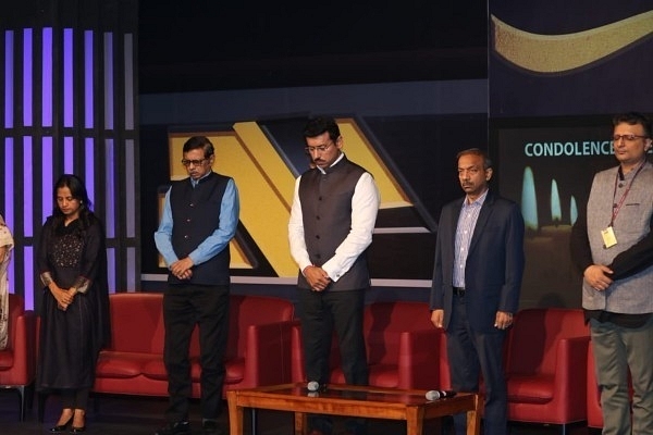 Rajyavardhan Singh Rathore at a condolence meeting for DD News cameraman  in New Delhi. (Photo: Twitter | @Ra_THORe)