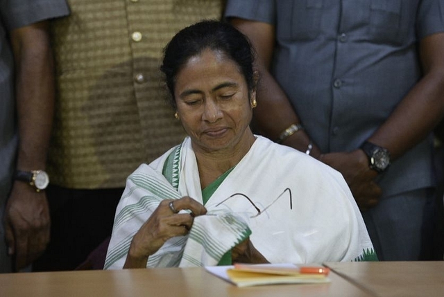 West Bengal Chief Minister Mamata Banerjee during a press conference. (Sanchit Khanna/Hindustan Times via Getty Images)