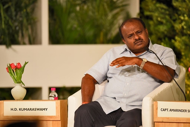 Chief Minister of Karnataka H.D. Kumaraswamy during a conference at Taj Palace, on October 6, 2018 in New Delhi. (Photo by Burhaan Kinu/Hindustan Times via Getty Images)&nbsp;