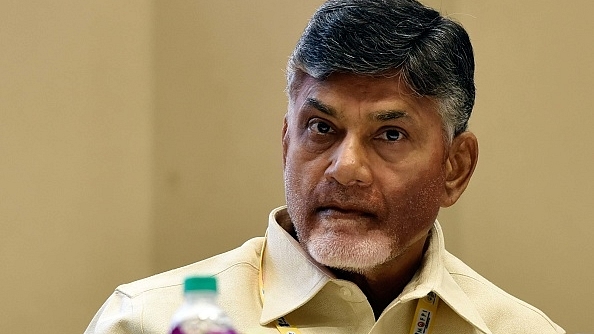 Andhra Pradesh CM Chandrababu Naidu at a conference in New Delhi. (Mohd Zakir/Hindustan Times via Getty Images)