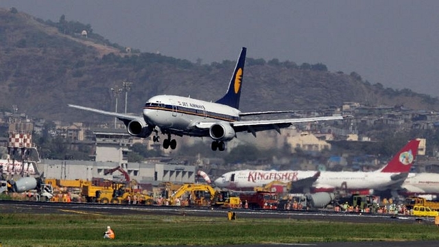 Jet Airways’ Aircraft taking off from Mumbai airport. (Vijayananda Gupta/Hindustan Times via Getty Images)