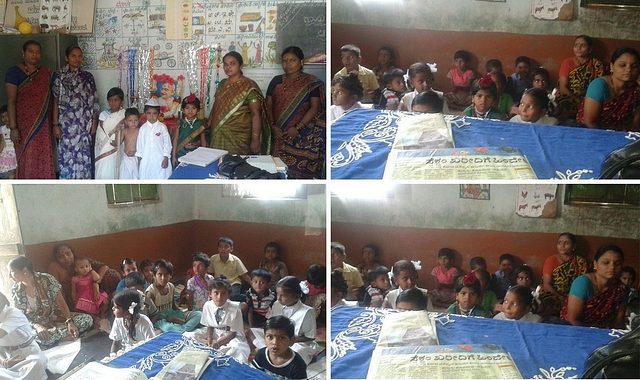 Glimpses of the Anganwadi Day and Nutrition Awareness Programme at Dharwad, Karnataka on October 08, 2016. Image courtesy of twitter.com/Manekagandhibjp.