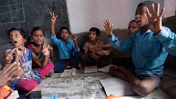 School children during a class at a school in Bihar (Sneha Srivastava/Mint via Getty Images).