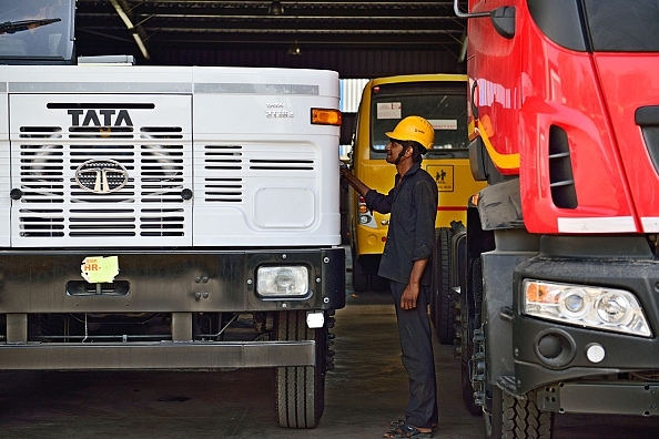 A Tata truck showroom in Faridabad, Haryana. (Photo by Pradeep Gaur/Mint via Getty Images)