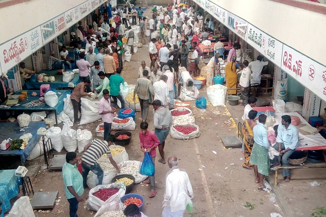 The private flower market at Kuppam. Not a single rupee of the Rs 3 lakh daily transaction is digital.