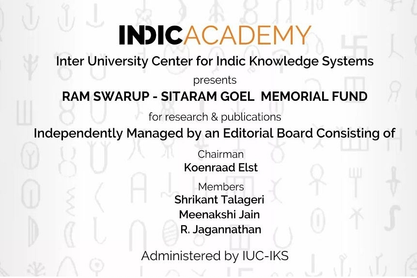 Indic Academy Announces Ram Swarup-Sitaram Goel Memorial Fund  To Promote Research In Indic History, Culture And Religion