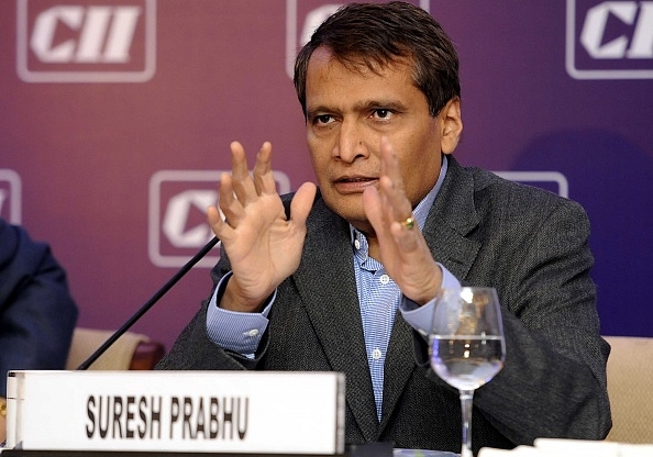 Commerce Minister Suresh Prabhu at a meeting in New Delhi. (Photo By Sonu Mehta/Hindustan Times via Getty Images)