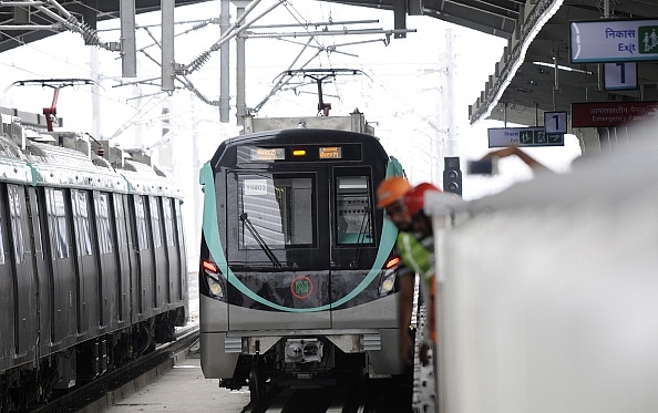 A Noida Metro train. (Photo by Sunil Ghosh/Hindustan Times via Getty Images)