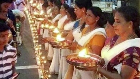 Women taking part in ‘Ayyappa Jyothi’ organised by Sabarimala Karma Samiti to protect the customs of Sabarimala Temple.