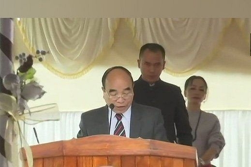 Mizo National Front President Zoramthanga on Saturday sworn in as the Chief Minister of Mizoram. Image courtesy of ANI.&nbsp;