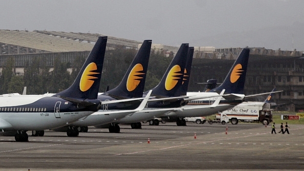 Jet Airways aircraft park on the tarmac at the Santacruz domestic airport terminal in Mumbai (Prasad Gori/Hindustan Times via Getty Images)