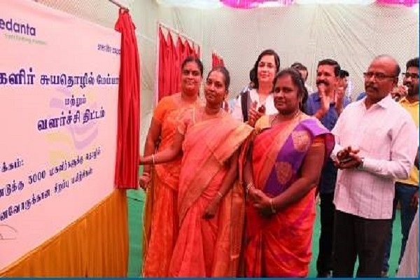 People gathered at the launch of Sterlite Copper’s six projects. (Sterlite Copper/Facebook)