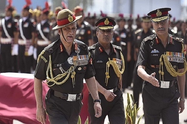 Indian Army Chief General Bipin Rawat with other senior officers in New Delhi. (Photo by Raj K Raj/Hindustan Times via Getty Images)