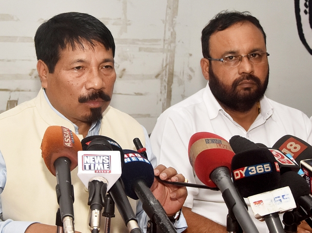 AGP President Atul Bora (R) (Photo by Rajib Jyoti Sarma/Hindustan Times via Getty Images)